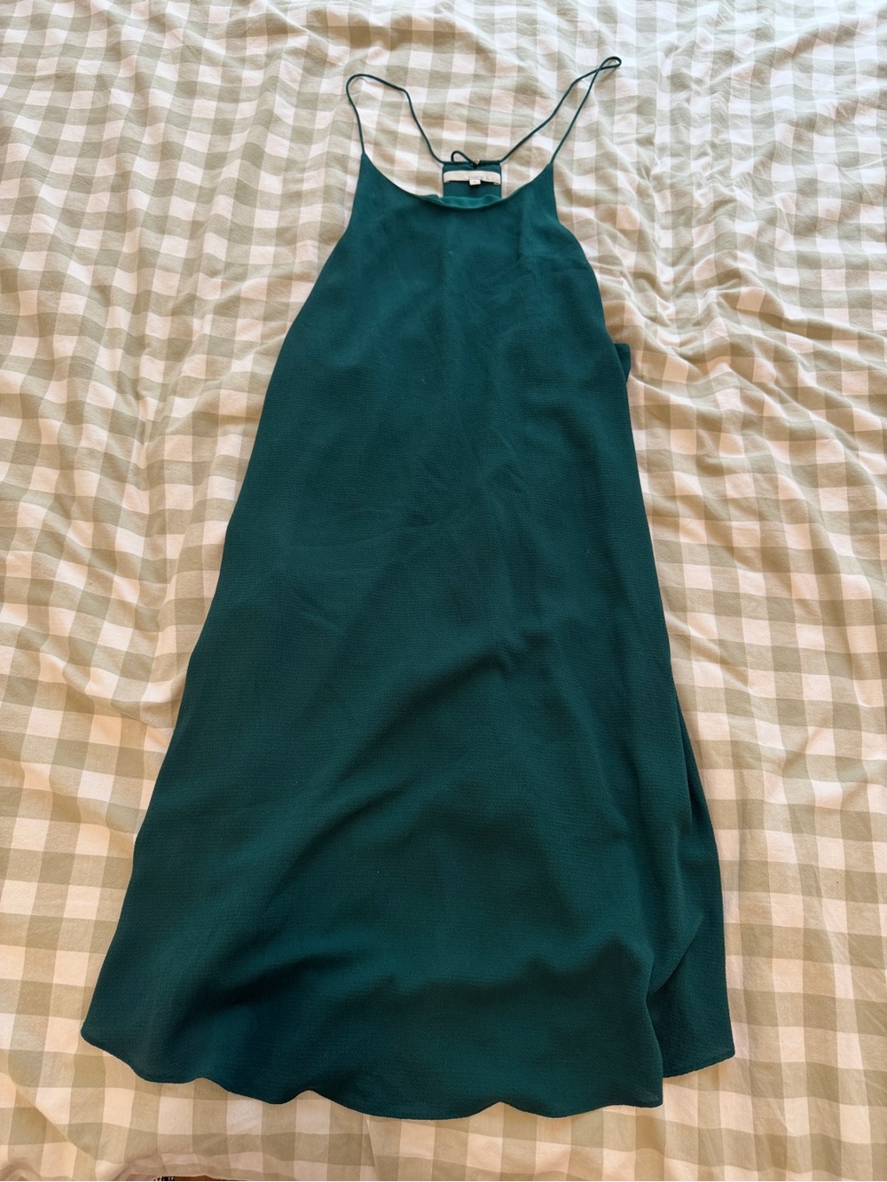 Emerald Green Satin Slip Mini Dress with Spaghetti Straps